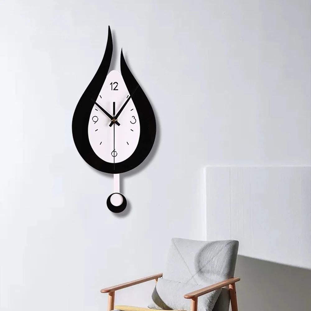 Modern White Waterdrop Wall Clock Diy Design Clock Creative Swing Quartz Wall Stickers Clock Acyrlic Wall Pendulum Clock