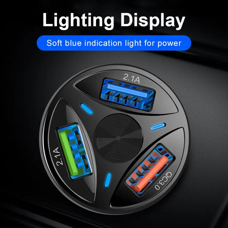 Car Charger With 3 Ports USB Practical Fast Car charger fireproof Car Charger Quick car Charger For Phone With 3 Ports USB