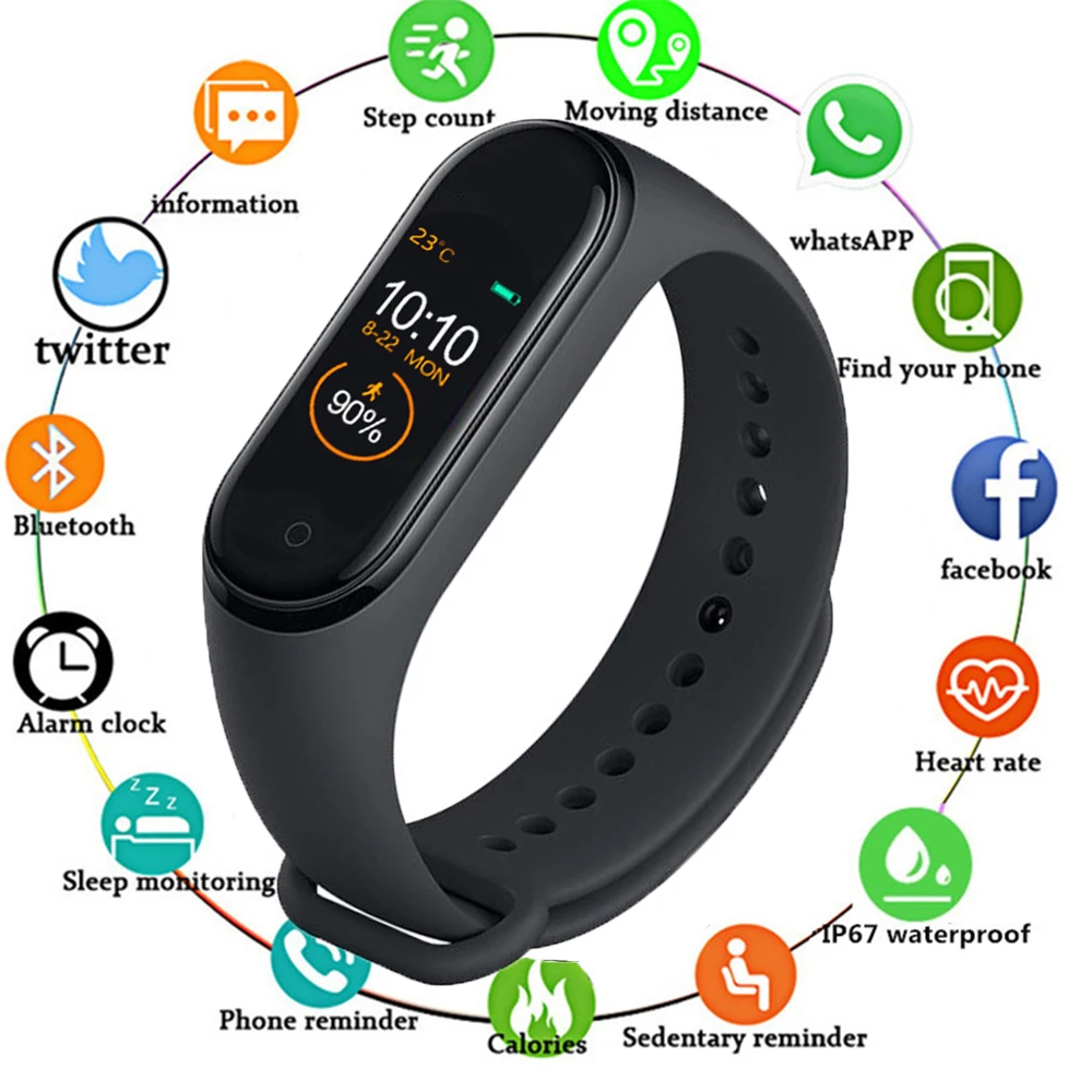 

M4 Smart Band Heart Rate Blood Pressure Monitor Fitness Bracelet Sport Smart Bracelet Smartband Activity Tracker Pk Mi Band 4 3