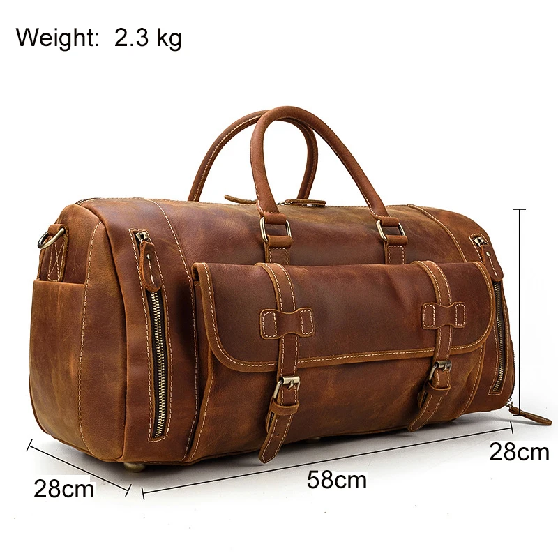 Light Brown( 58cm) MAHEU модные сумки для мужчин из натуральной кожи дорожные Duffles дорожные сумки на плечо для ноутбука из натуральной коровьей кожи ручные сумки для багажа - Цвет: Light Brown( 58cm)