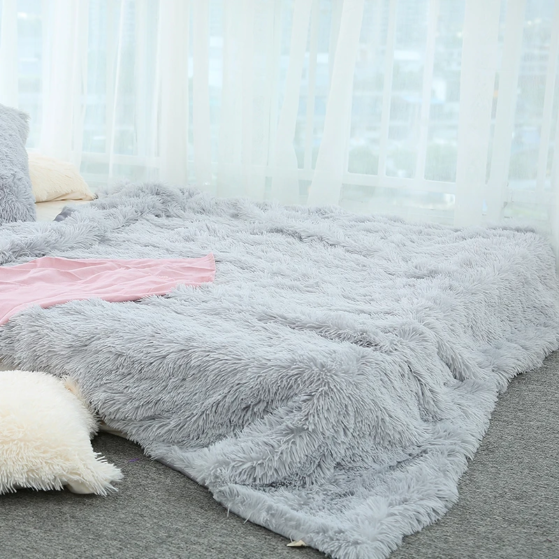 200x230 см длинное плюшевое спальное одеяло King Size мягкое теплое пушистое покрывало