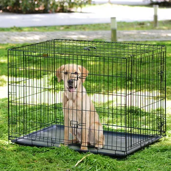 

42"(XXL) Dog Cage Folding with Toilet Dog Cage Teddy Poodle Large Dog Pet Double Door Dog Cage Portable Type Puppy Cage Room