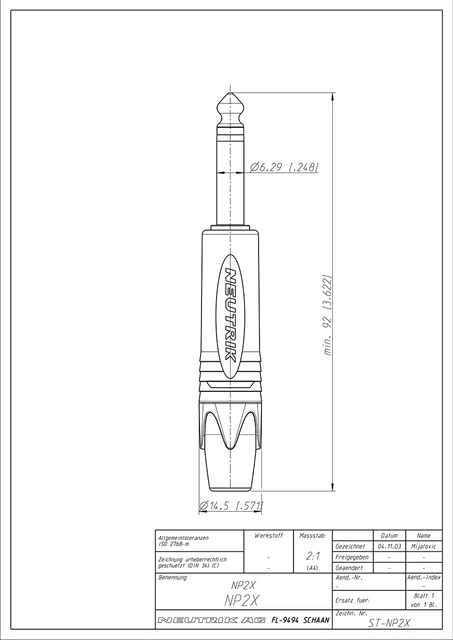 NP3RX NEUTRIK - Spina | Jack 6,3mm; Maschio; Stereo; Binari: 3 - Foto 3