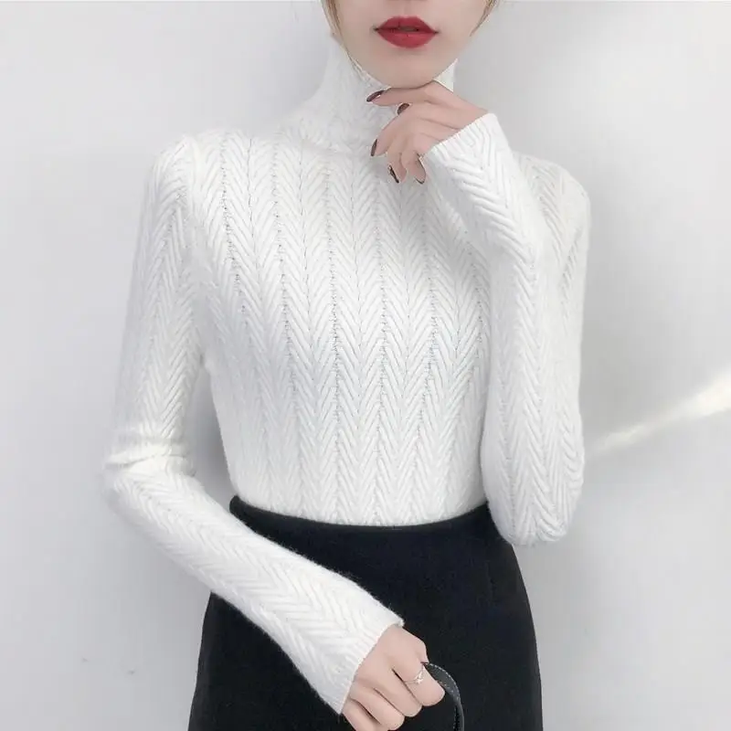 

Woman Slim Bottom Pullover Sweater Turtleneck Long Sleeve Knitted Casual Sexy Sweater