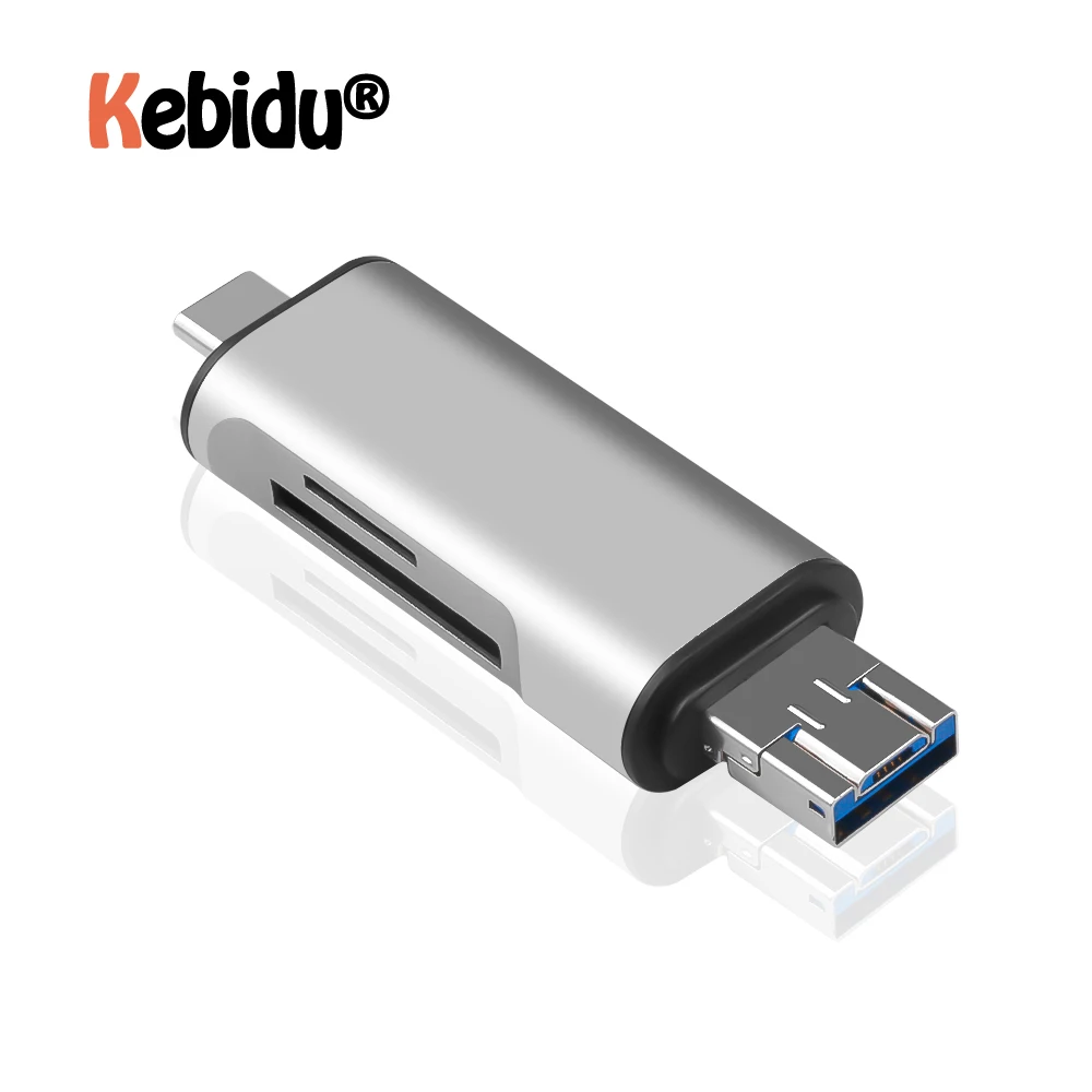 USB адаптер 3-в-1 Тип C OTG Устройство чтения карт памяти и серебряного цвета с флеш-накопитель USB с гнездовым Интерфейс для ПК USB 3,0 чтения TF