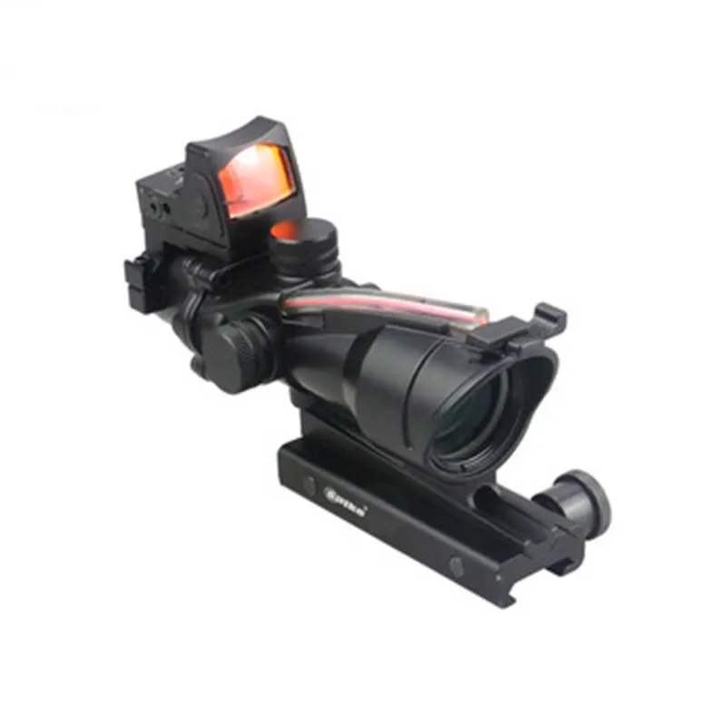

Hunting Scope 4X32 Fiber optic sight Source Red Illuminated with RMR Red Dot sight Use for Tactical Airsoft