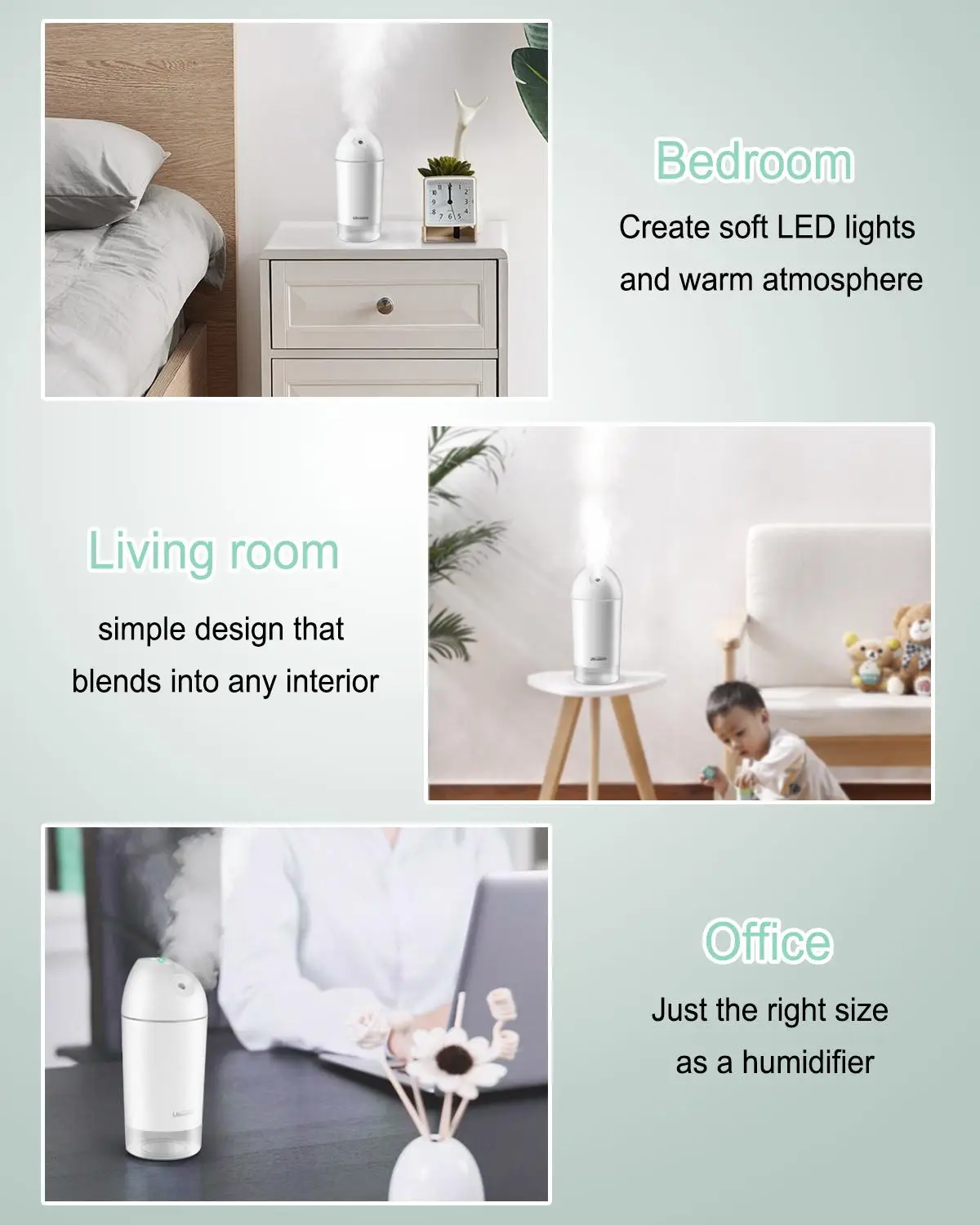 URHARBOR 500ml Humidifier Essential Oil Diffuser Ultrasonic Mist Maker car air freshener home improvement USB Charge 2 Nozzles