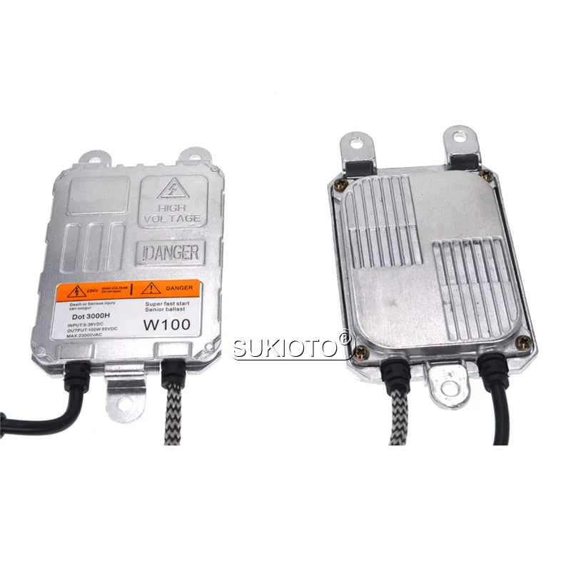 SUKIOTO 2PCS High Power 12V24V 100W Xenon HID Ballast Fast Start Block Ignition For Auto Car Truck Boat HID Headlight Bulb Kit (1)