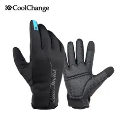Coolchange, велосипедные Утепленные зимние перчатки водостойкие велосипедные перчатки полный палец анти-скольжение Сенсорный экран перчатки