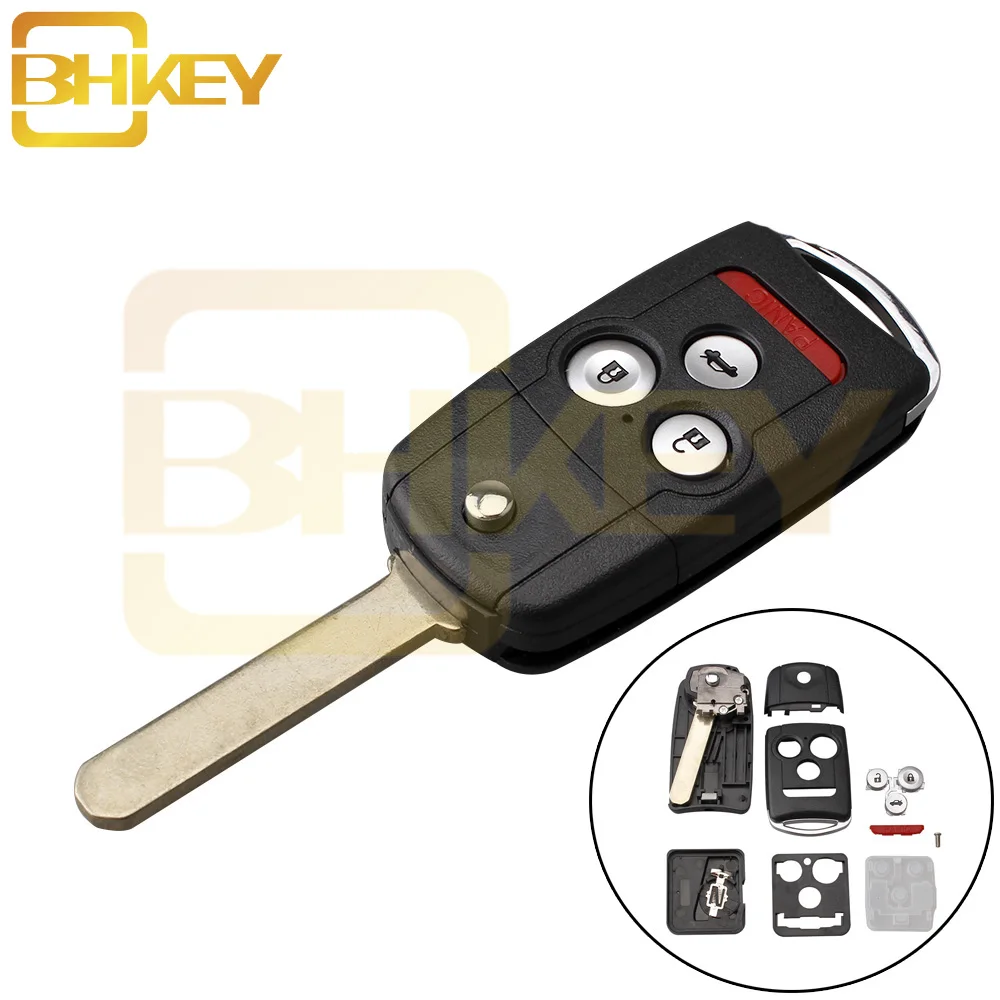 BHKEY 3 + 1 кнопочный дистанционный флип ключ для автомобиля чехол с необработанным