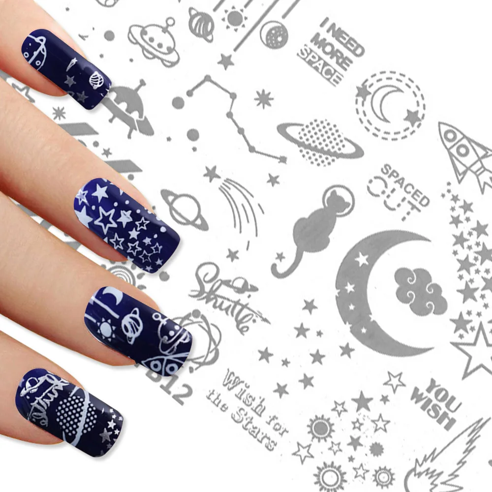 Christmas Nail Stamping Template Snowflakes Maple Leaf Geometry Image Manicure Polish Stencils Nail Art Stamp Plates