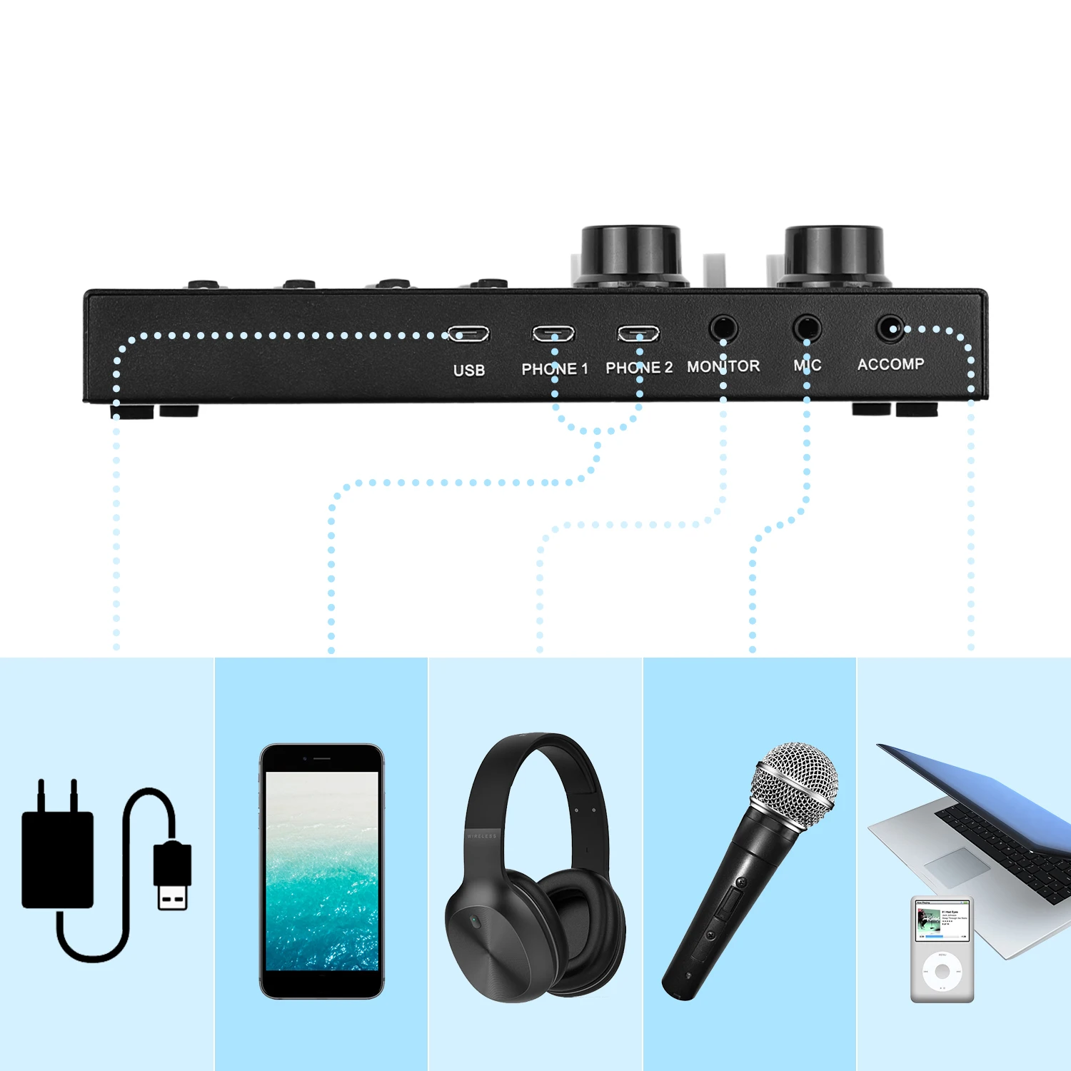 Многофункциональная потоковая звуковая карта USB аудио интерфейс Миксер с 12