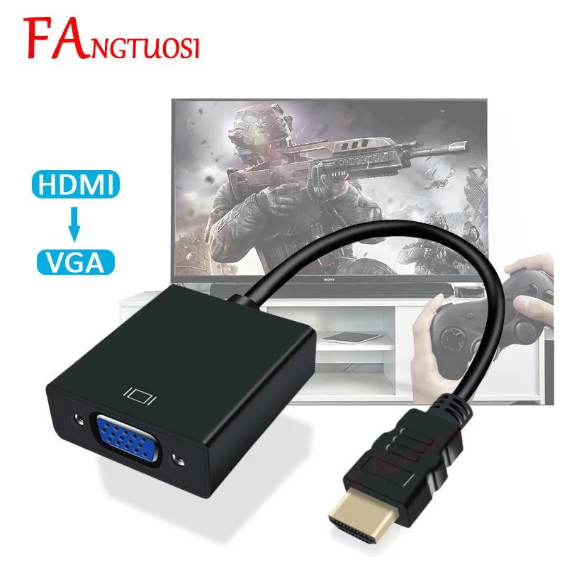 FANGTUOSI HDMI к VGA адаптер Мужской к Famale конвертер 1080P HDMI-VGA адаптер с видео аудио кабель Jack HDMI VGA для ПК ТВ коробка