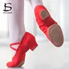Women Ballet Shoes Girls Kids Ballet Dance Shoes Soft Sole Low Heels Jazz Dancing Shoes Pink/Black/Red Women's Exercise Shoes ► Photo 2/6