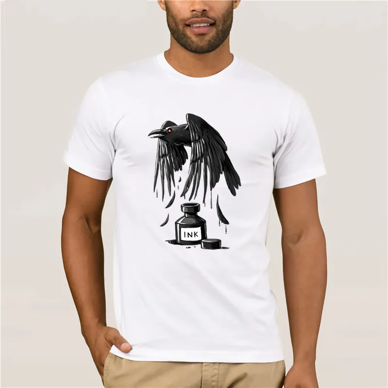 

Trendy Creative Graphic T-shirt Top Ink Raven men customized Ink Dragon retro printed Men fashion tops Punk style tee shirts