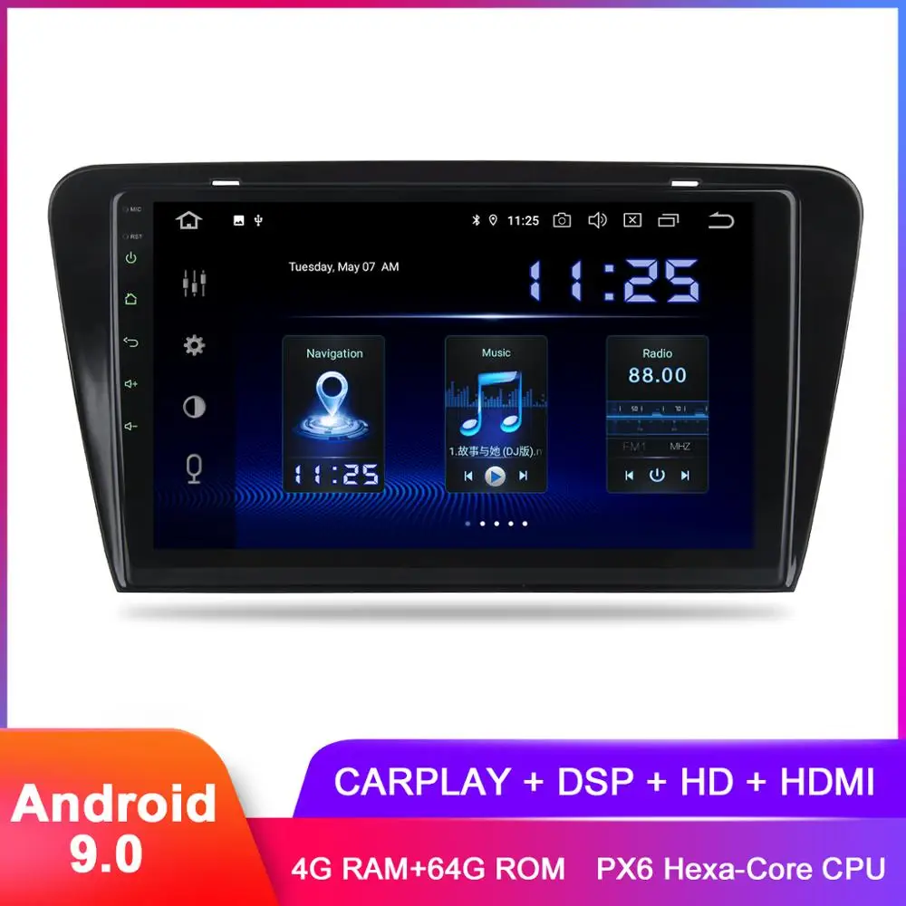 10 2 &quotAndroid 9 0 Автомобильный GPS стерео для Skoda Octavia A7 2013 2014 2015 2016 Авто Радио Навигация