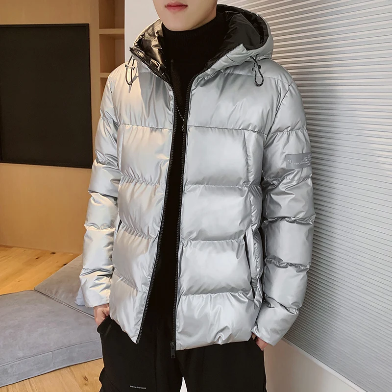 

Winter Jacket Men's Warm Thick Fashion Solid Color Parka Men Casual Hooded Coat Street Wild Loose Cotton Jacket Male Clothes