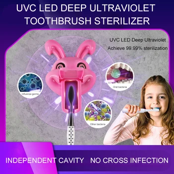 

Cute Rabbit Shape Toothbrush Sterilizer UVC Ultraviolet Toothbrush Sterilizer Toothbrush Holder Toothpaste Squeezers Dispenser