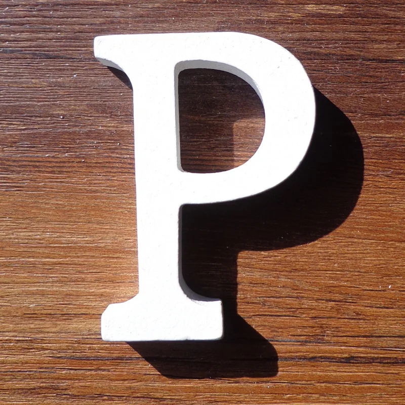 1pc White Wooden Letter English Alphabet DIY Personalised Name Design Art Craft Free Standing Heart Wedding Home Decor - Цвет: P