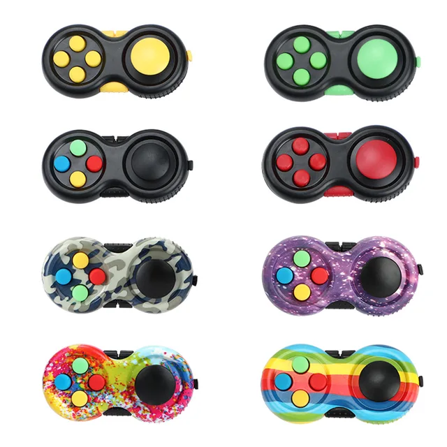Coloful Desktop Flip Finger Fidget Pads Sensory Toy Pressure Relief Anti-Stress Handle Silicone Button Fingertip Game Toy 5