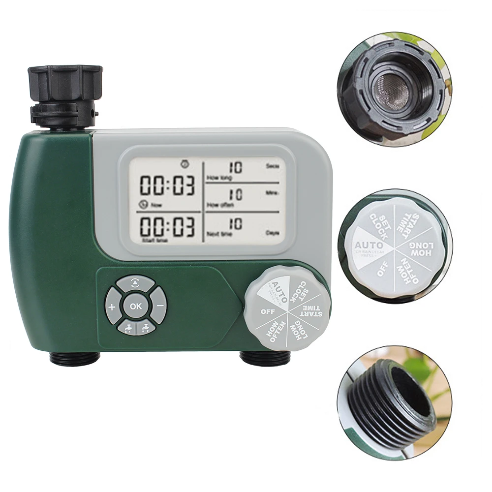

Digital Hose ​Faucet Timer Automatic with 2 Outlet Programmable Irrigation Controller Garden Water Timers Battery Operated
