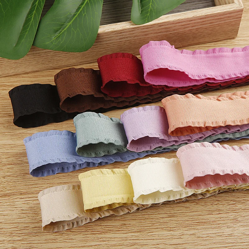 

Kewgarden 25mm 1" Ruffled Hollow Ribbed Ribbon DIY Children's Bowknot Hair Accessories Make Clothing Flower Material 20 Yards