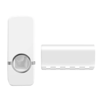 

Plastic Automatic Toothpaste Dispenser 5-Toothbrush Holder Home Bathroom Kit