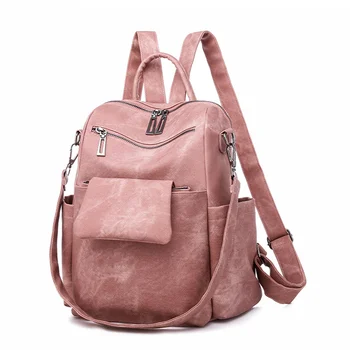 

2020 New Fashioable Ladies Backpack Pu Leather Stylish Large Capacity Daypack Outdoor Leather Bagpack for Teenager Girls