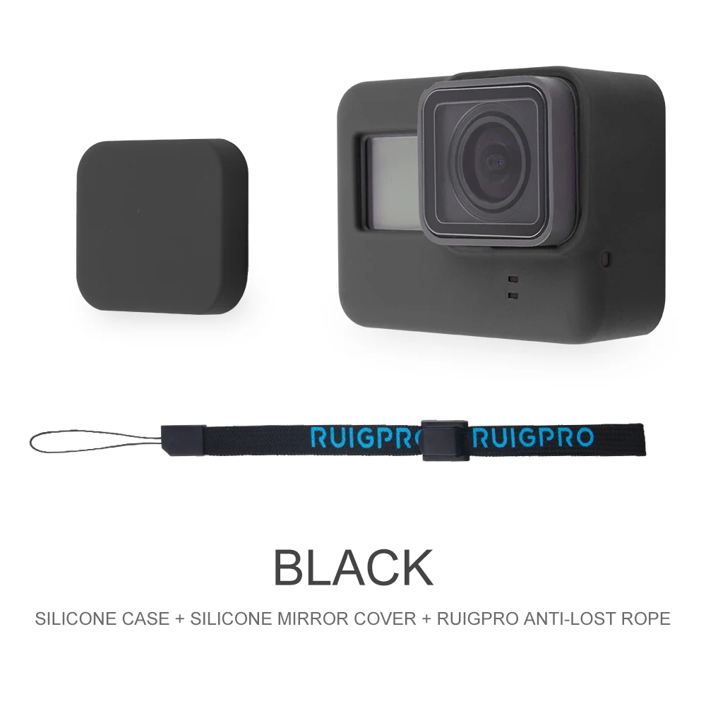 Аксессуары для Go Pro, чехол для экшн-камеры, защитный силиконовый чехол+ Крышка для объектива GoPro Hero 6 7 Black Hero 5, крепление для камеры - Цвет: Black