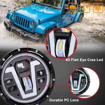 

2x 7inch LED DC12V Headlight V Type Turn Signal DRL Hi Lo Beam Light For Jeep Wrangler Newest Fantastic Design