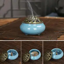 Керамическая ладана горелка винтажная медная крышка портативный буддизм ладан держатель для дома Чайный домик Йога декор для студии
