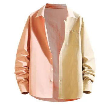 

Spring Long Sleeve Shirt Men Slim fit Design Casual Patchwork Tops Hot Sale New Fashion Men Clothes LW 1226