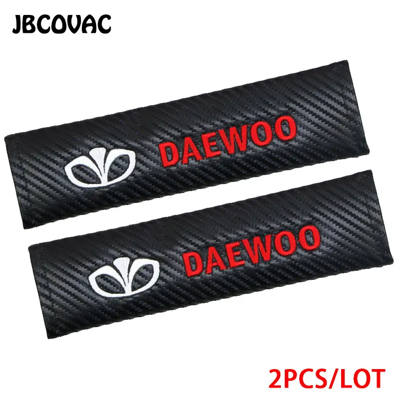 For Daewoo 2 шт. аксессуары для салона автомобиля автомобильный ремень безопасности подплечники Обложка набор для автостайлинга для daewoo espero Nexia Matiz Lanos эмблема - Название цвета: For Daewoo