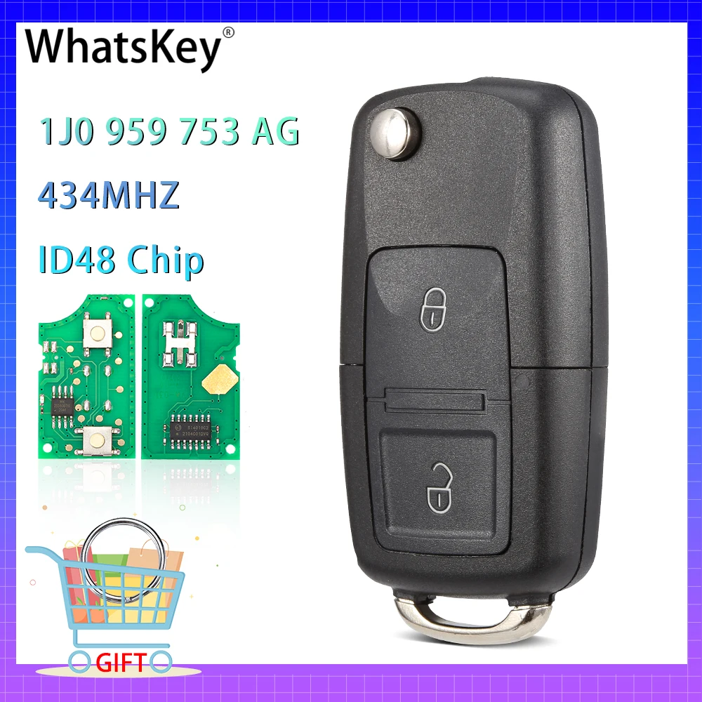 Дистанционный Автомобильный ключ WhatsKey 434 МГц ID48 для Volkswagen VW Beetle Bora Passat Golf