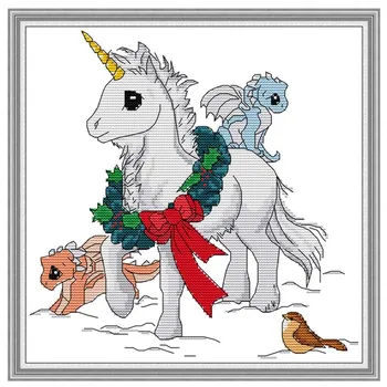 

Unicorn cross stitch Set cartoon animaleml Needlework 11CT&14CT embroidery Printed On Canvas DIY Handmade Needlework Home Decor