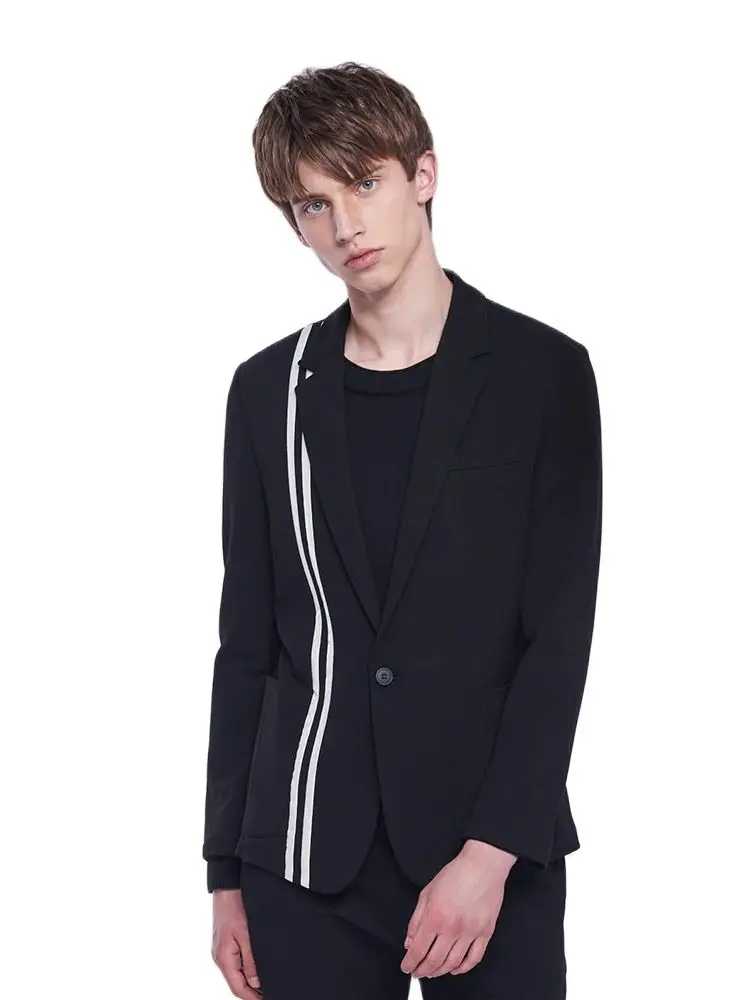 

XS-6XL 2022 Men's New Fashion Original Design Model British Stripe Suit with a Button Jacket Plus Size Costumes