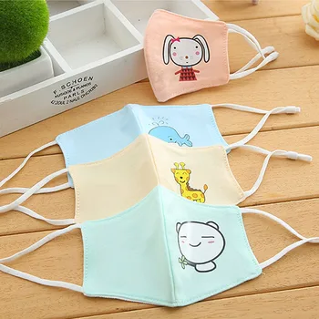 

3PCS Children Girls Boys Baby Cartoon Bear Kids Cotton Masks Mask Activated Carbon Filter Mask Windproof Mouth-muffle Face Mask