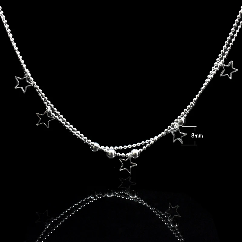 925 Sterling Silver Star Pendants Anklets Ladies Jewelry Double Layer Small Bead Chain Leaves Beach Anklet Bracelets anklet bracelets silver anklets ankle chain