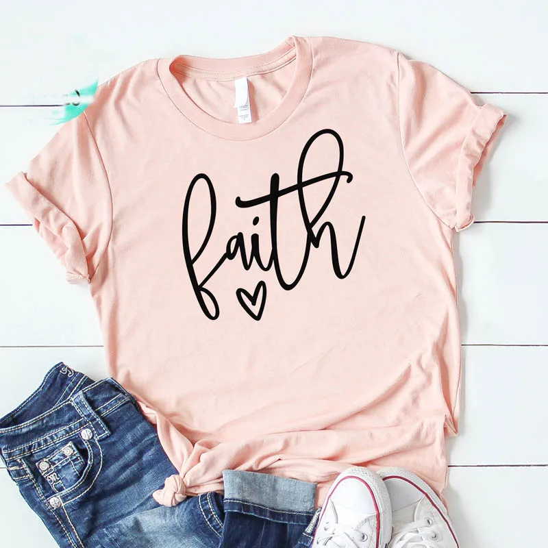 Женская хлопковая футболка с надписью Faith для христианина|Футболки| |