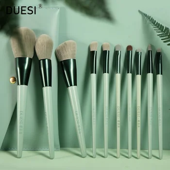 

DUESI 10Pcs Face Makeup Brushes Set Foundation Eye Shadow Podwer Soft Synthetic Hair Candy Color Beauty Cosmetics Brush Kit Bag