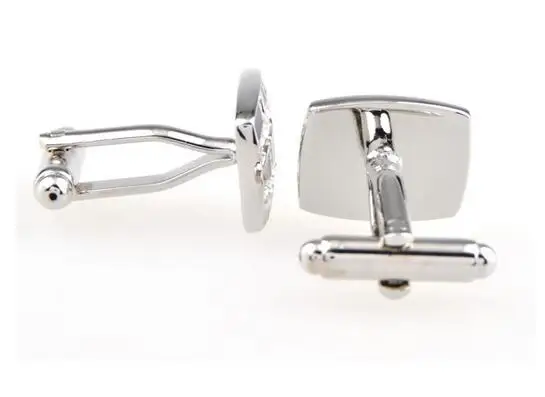 10pairs/lot Enamel Crystal Cufflinks Silver Gunblack Rhinestone Cuff Links Men's Jewelry Wholesale