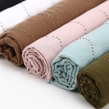 

Women's plain wave crystal scarf cotton and viscose scarves shinny scarves headband wrap muslim scarves shawls 180*85cm