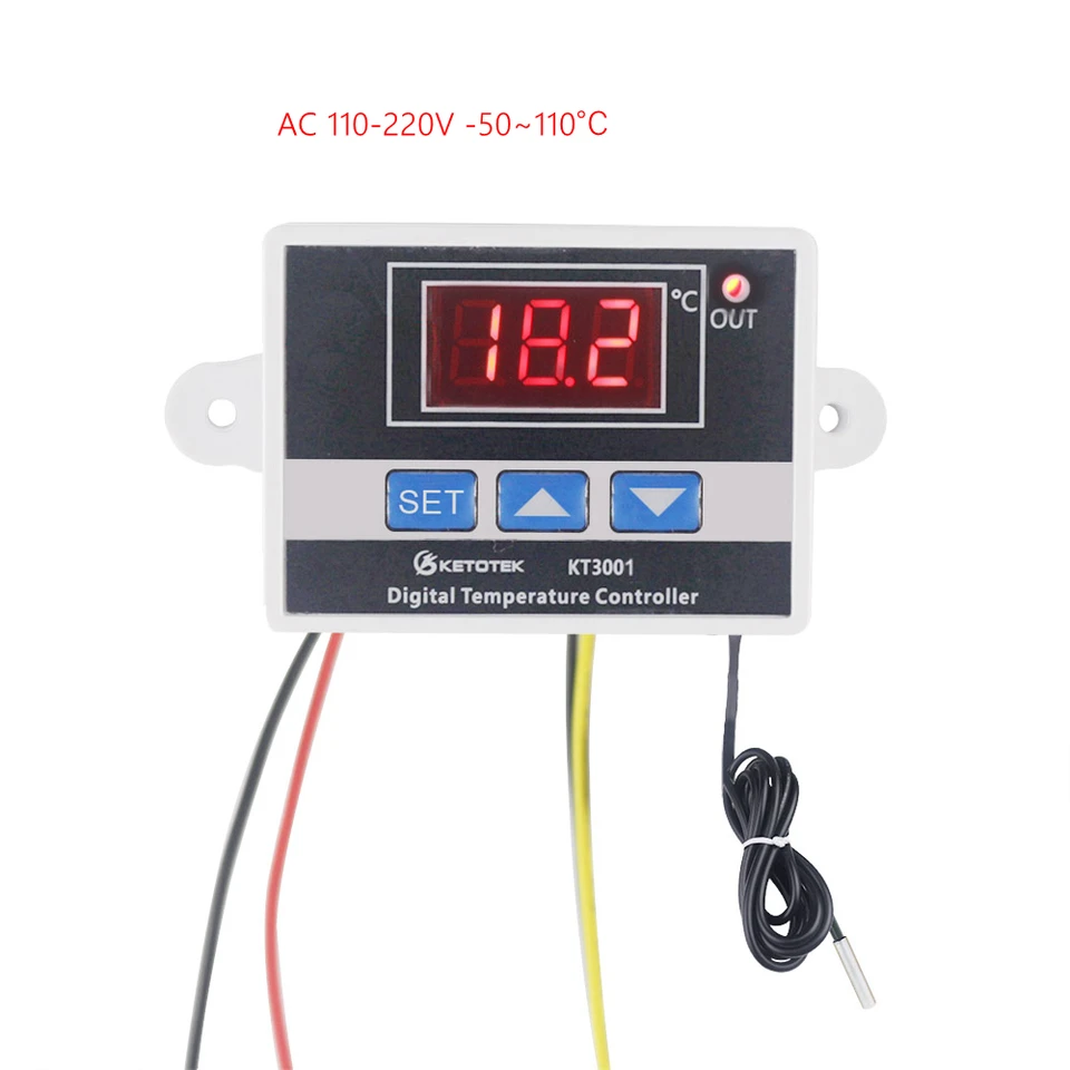1Pc 220v digital temperature controller 10a thermostat control switch probe/_qi