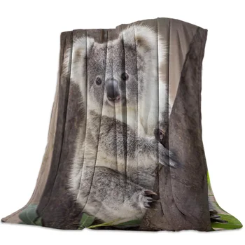 

Australia Wildlife Koala Bear Tree Spring and Autumn Soft Flannel Blanket Office Siesta Blanket Sofa Bed Blanket