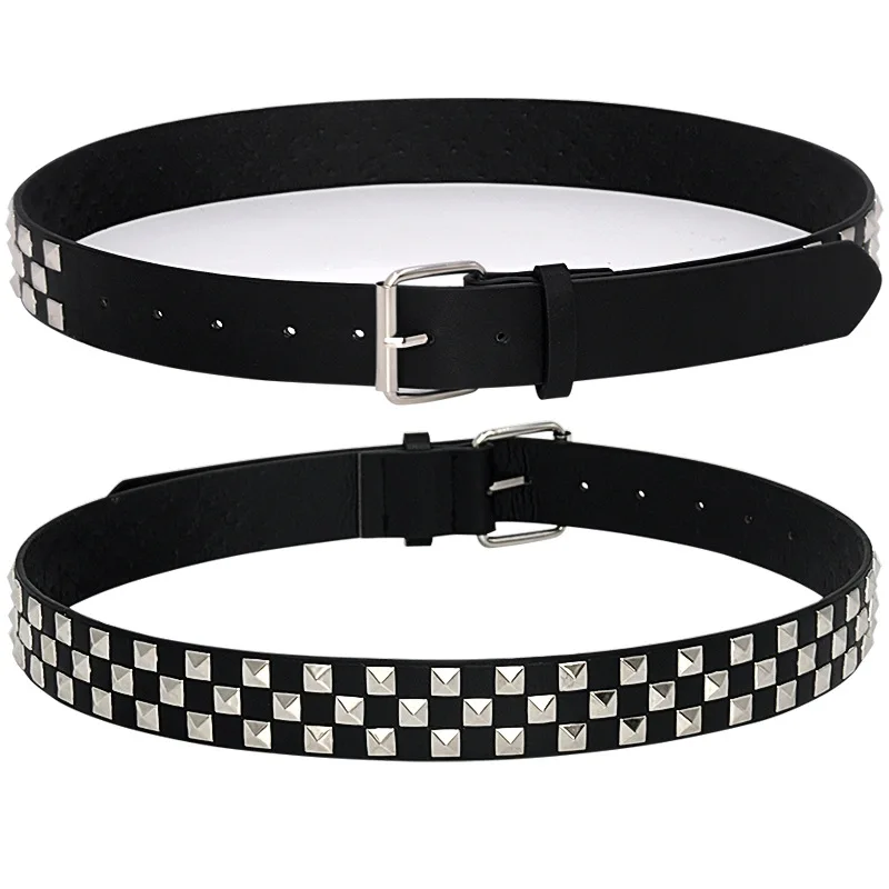 Black Fashion  Rivet Belt Men&Women's Studded Belt Punk With Pin Buckle Free Shipping Black Fashion Rhinestone Rivet types of belts