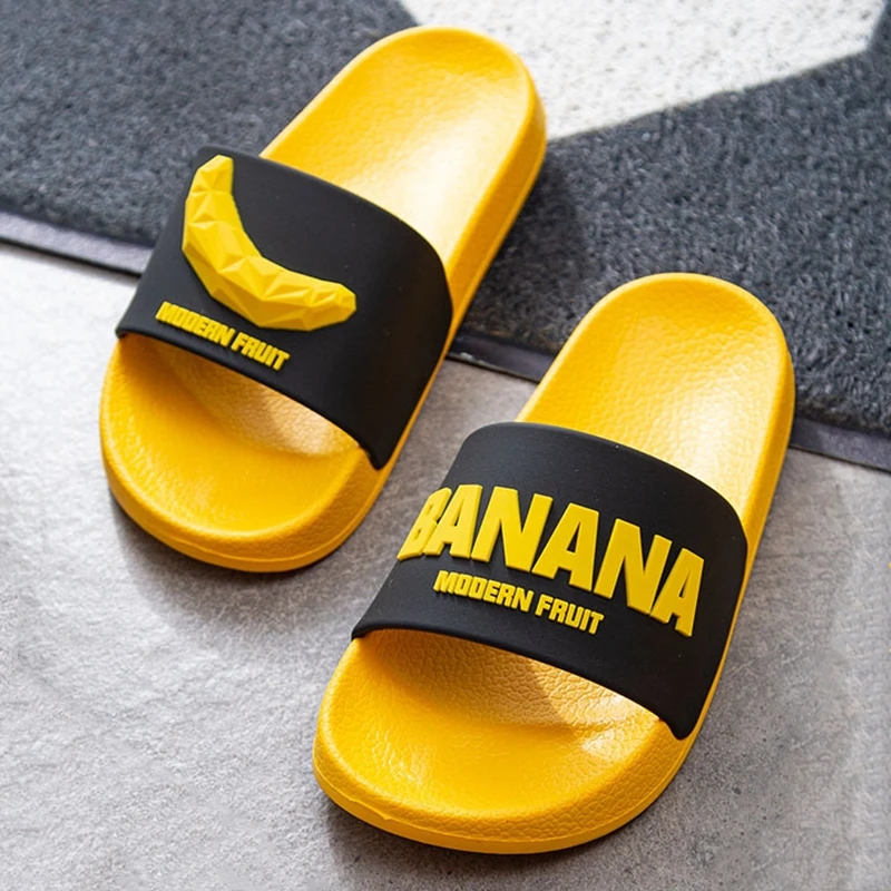 Couple Shoes Women Slippers Non-Slip Banana Indoor Flats Orange Summer Home Male Slides