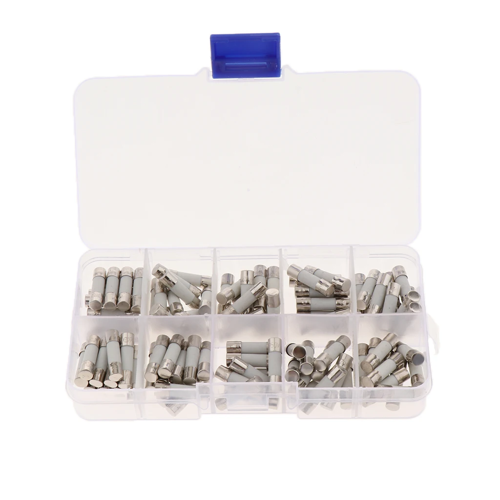 Quick Fast-Blow Ceramic Tube Fuse 5 x 20 mm Assorted Kit 0.5A-30A (Pack of 100)