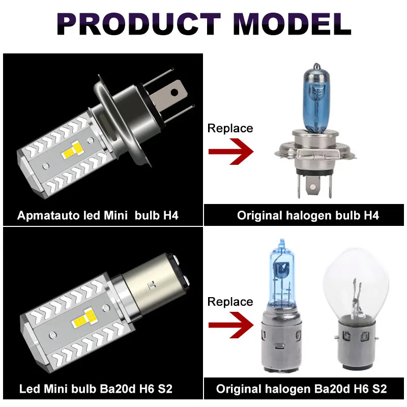 1 шт. мотоциклетный головной светильник H4 9003 Led 1600LM мотоциклетный светильник 15 Вт Супер белый 6000K мопед скутер открытый светильник ing Hi-Lo светильник s