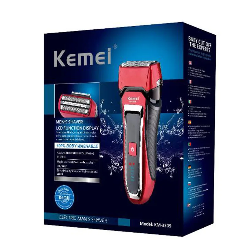 Электробритва Kemei KM-3309 электробритва бритва с двойным лезвием 2 лезвия Водонепроницаемая перезаряжаемая электробритва 3d плавающая головка