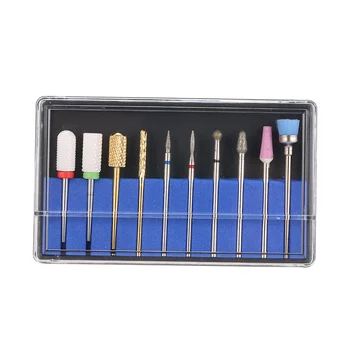 

10PCS Nail Drill Bits Manicure Pedicure Nail Art Tool Electric Nail Milling Cutters Rotary Burr Nail Polishing Nail Dust Brush